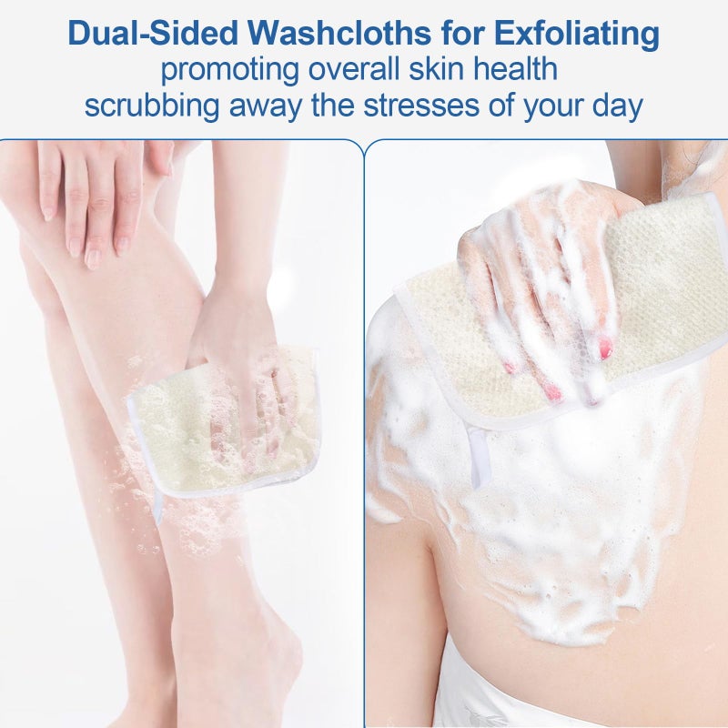 GigaGround Exfoliating Washcloth (3 Pack), Shower Cloth for Body and Face Exfoliator Scrubber, Two Sides Exfoliate Shower Rag Wash Cloths Nylon Cotton Loofah Sponge Scrub Towel estropajos para el cuerpo - Image 2