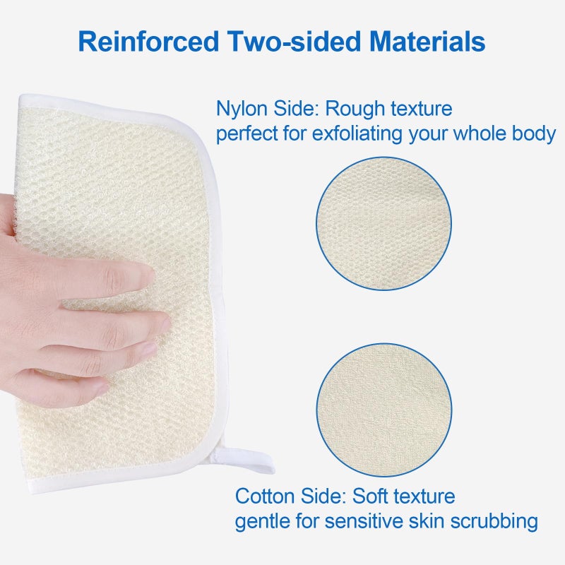 GigaGround Exfoliating Washcloth (3 Pack), Shower Cloth for Body and Face Exfoliator Scrubber, Two Sides Exfoliate Shower Rag Wash Cloths Nylon Cotton Loofah Sponge Scrub Towel estropajos para el cuerpo - Image 4
