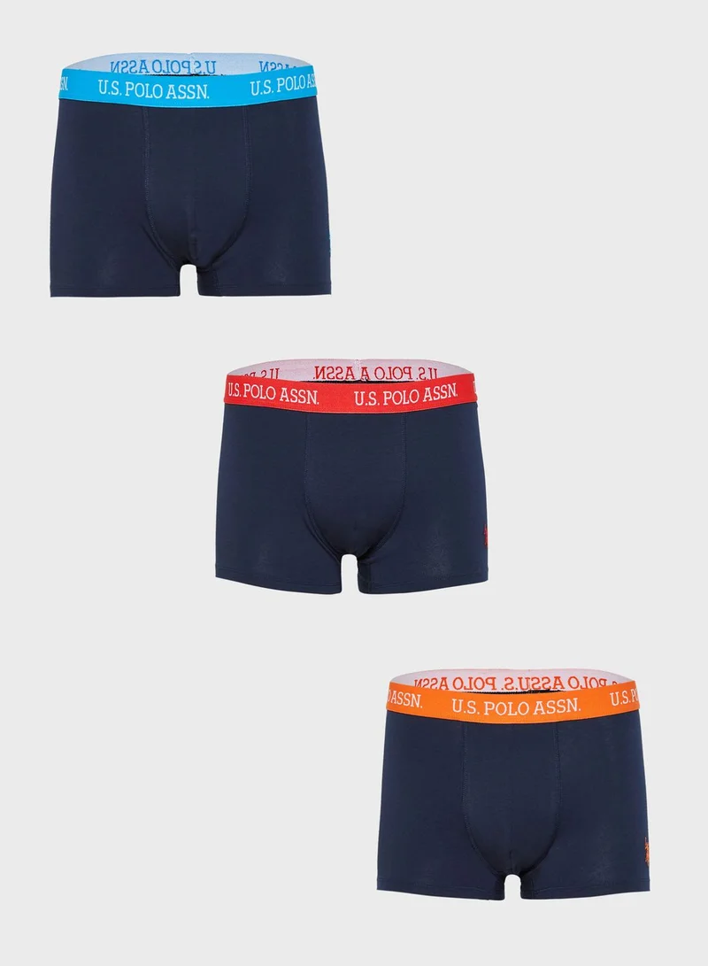 U.S. Polo Assn. 3 Pack Logo Print Trunks