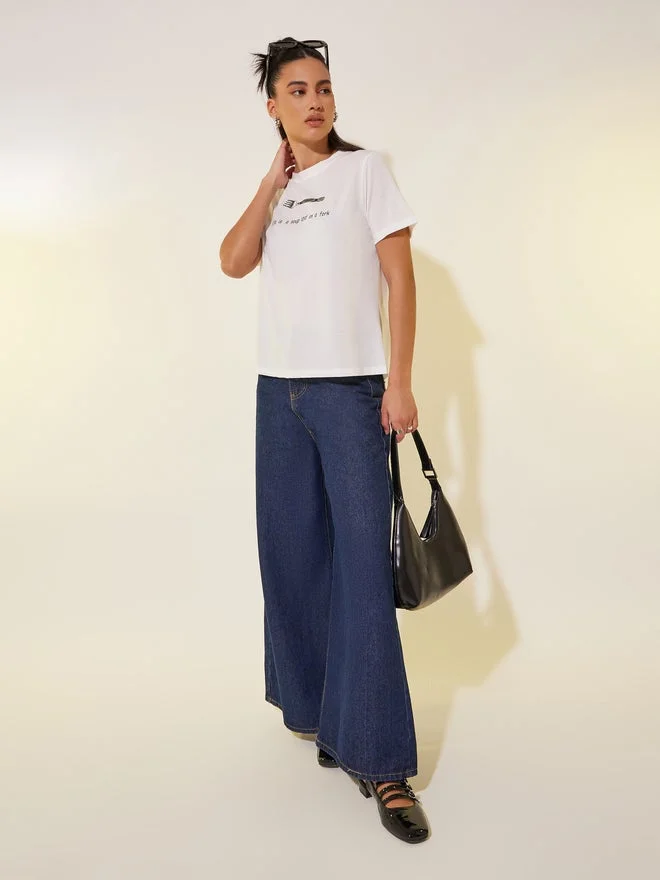 Take Two Take Two Slogan Print Round Neck T-Shirt