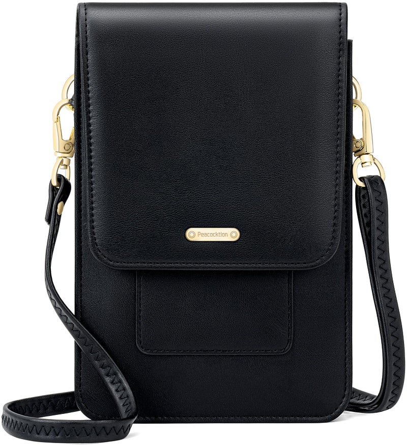Peacocktion Small Crossbody Bags for Women, RFID Travel Cell Phone Wallet Purses with Card Slots, Gifts for Teenage Girls Black - Image 1