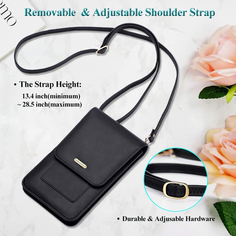 Peacocktion Small Crossbody Bags for Women, RFID Travel Cell Phone Wallet Purses with Card Slots, Gifts for Teenage Girls Black - Image 4
