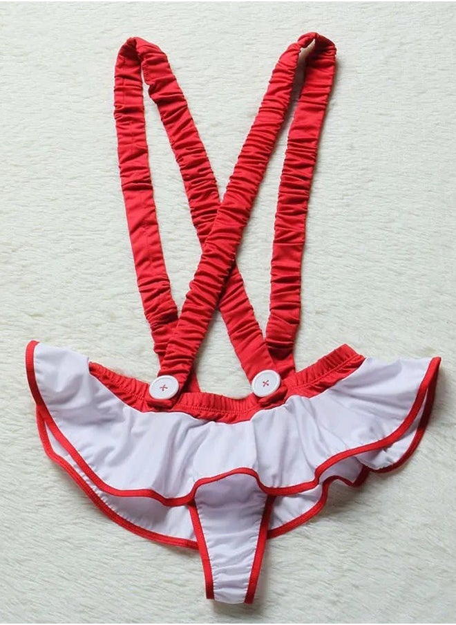 JOLLY - Suspender Nurse Uniform for Women Red+White - Image 1