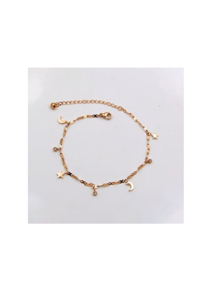 Clé de Lune - Moon Stars and zircon Anklet - Image 1