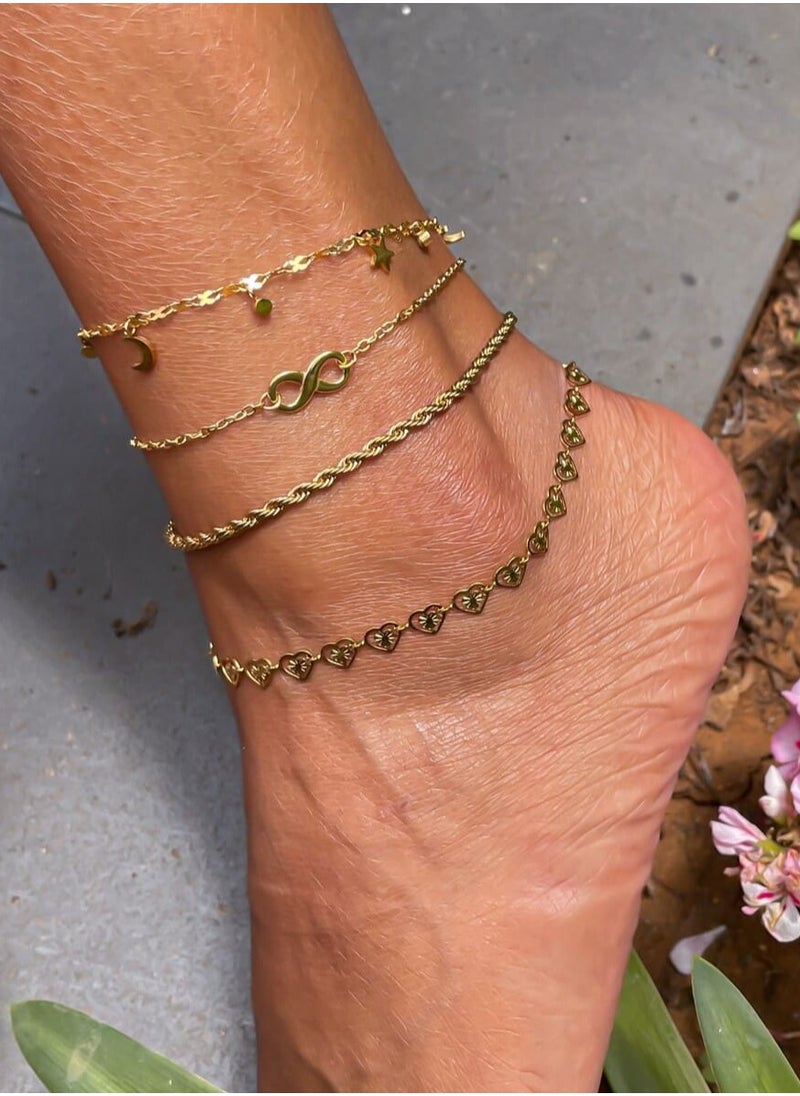 Clé de Lune - Moon Stars and zircon Anklet - Image 1