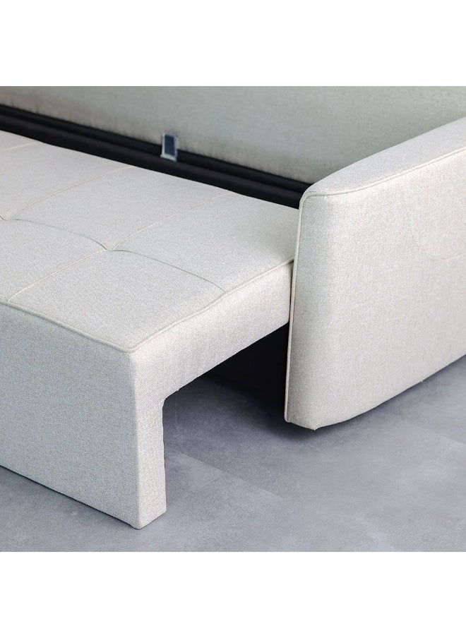 DANUBE HOME Aziyah Pull Out Fabric Sofa Bed With Storage Convertible Sleeping Sofabed Comfortable Living Room Furniture L223Xw94Xh97Cm - Light Grey  - Image 3