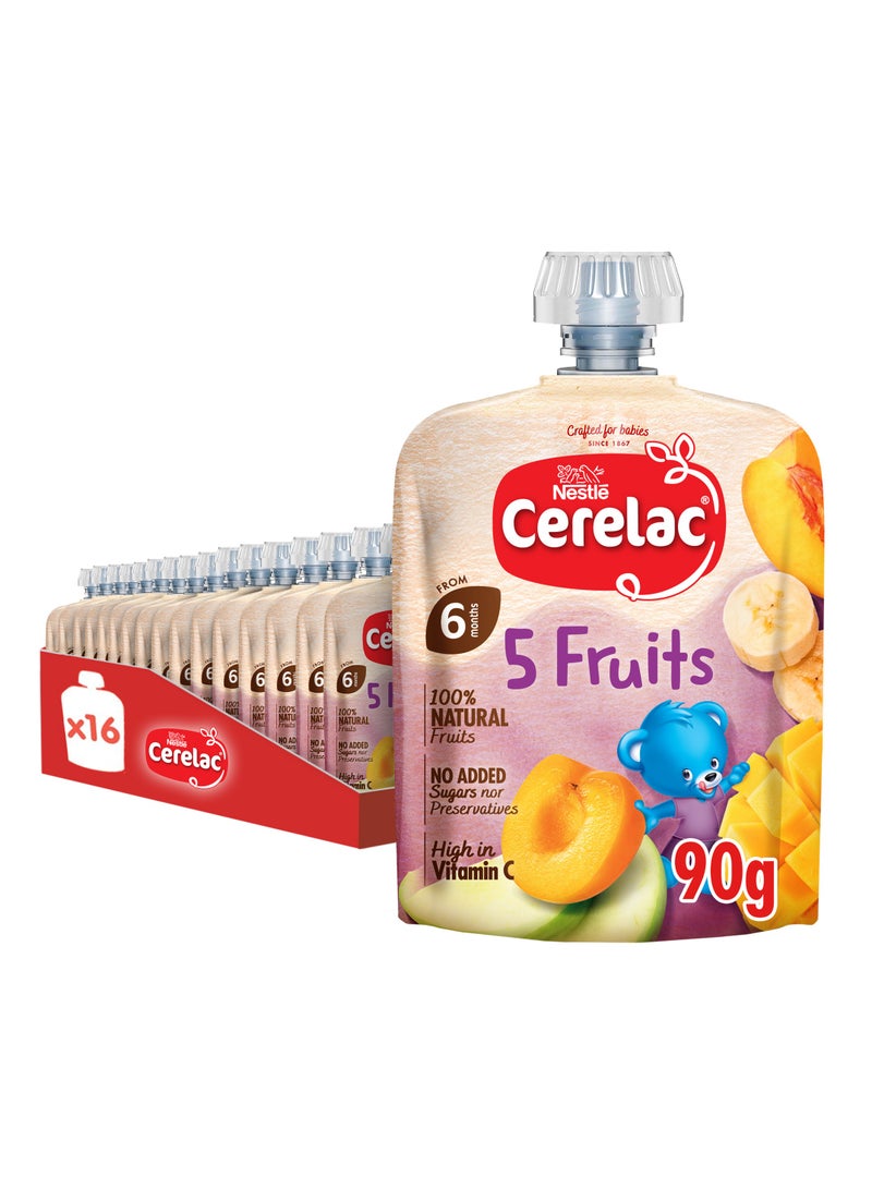 Cerelac Fruits Puree Pouch In 5 Fruits 16 x 90g - Image 1