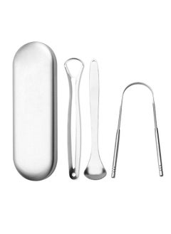 Depend Tongue Scraper Tongue Cleaner Stainless Steel Tongue Scrapers with Travel Case for Oral Cleaning, Professional Tongue Cleaners for Fresher Breath (3 Shapes Tongue Scrapers)  - Image 1