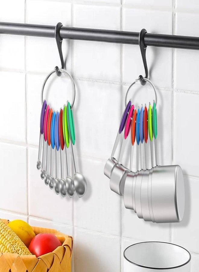 Wildone Stylish Measuring Set by Wildone - 21 Steel Compact Pieces, 8 cups, 8 spoons & 5 mini spoons, Colored Handles, For Dry & Liquid Ingredients - Image 4