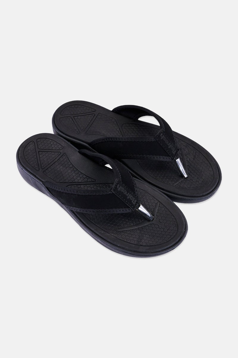 REFRESH Men Brand Logo Slip On Slippers, Black - Image 4