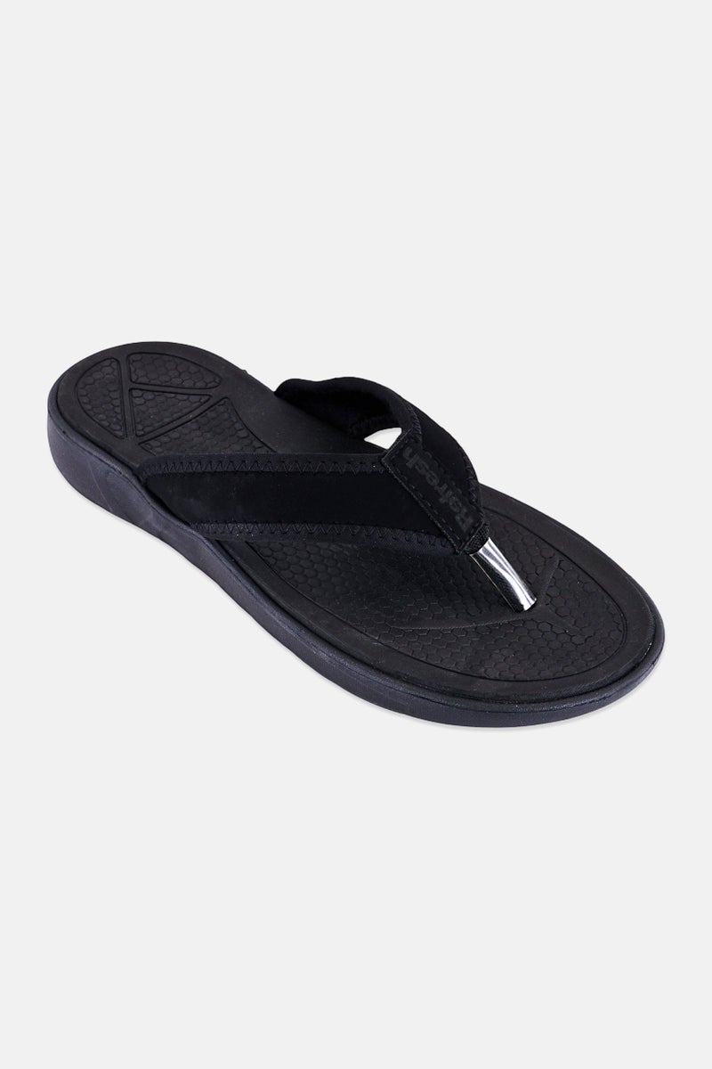 REFRESH Men Brand Logo Slip On Slippers, Black - Image 1