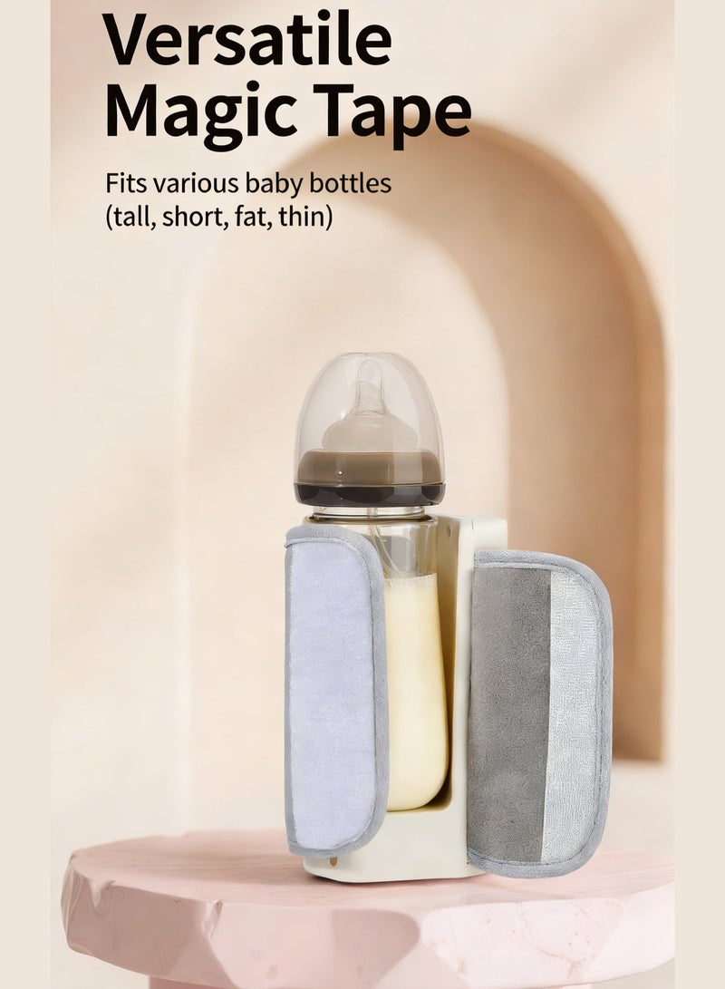 GOGA Portable Baby Bottle Warmer Rechargeable 2000mAh, Cordless Milk Warmer with Digital Temperature Display, 6 Temperature Settings, USB Charging Travel Formula & Breast Milk Warmer for Baby Feeding - Image 5