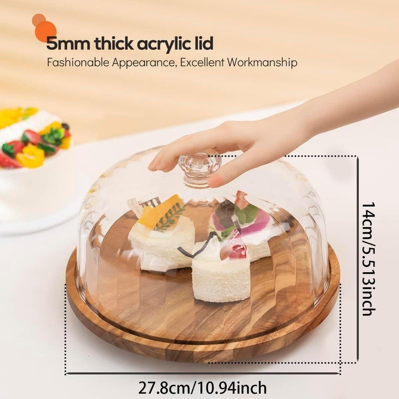 cutesun 11 Inch Cake Dome Cover, Acrylic Round Cake Stand Cover, Pastry Display Cloche for Food Plastic, Cake Cover Lid for Cake Stand Cake Plate Display Serving Platter - Image 3