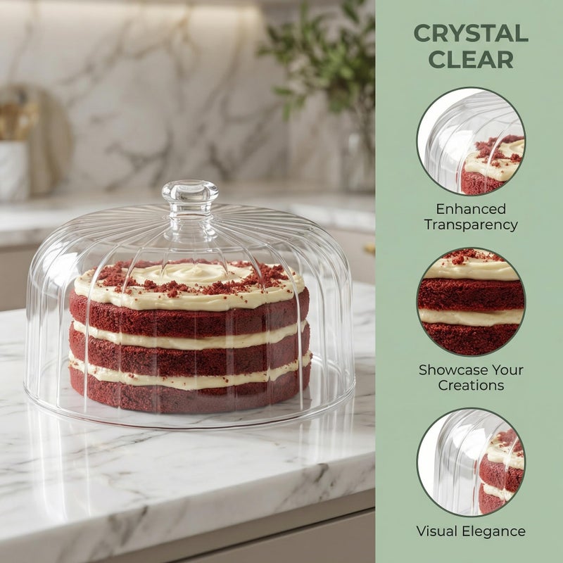 cutesun 11 Inch Cake Dome Cover, Acrylic Round Cake Stand Cover, Pastry Display Cloche for Food Plastic, Cake Cover Lid for Cake Stand Cake Plate Display Serving Platter - Image 5