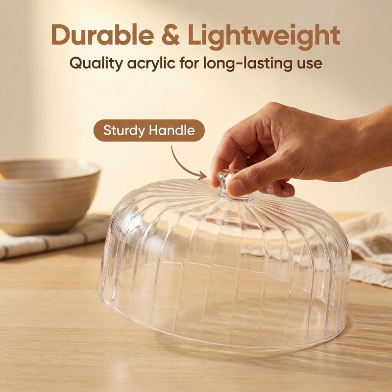 cutesun 11 Inch Cake Dome Cover, Acrylic Round Cake Stand Cover, Pastry Display Cloche for Food Plastic, Cake Cover Lid for Cake Stand Cake Plate Display Serving Platter - Image 2