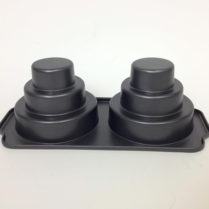 3Tier Mini Cake Pan Carbon Steel NonStick Baking Mold for Layered Mini Cakes Dishwasher Safe Bakes 2 at Once