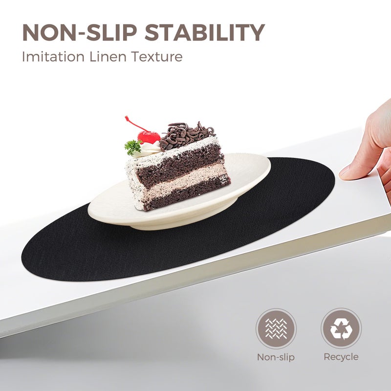 NCUE 13" Round Placemats Set of 6, Reversible Faux Leather Heat Resistant Table Mats, 100% Waterproof Oilproof Wipeable Table Protective Placemats for Vinyl, Washable for Indoor (6, Black) - Image 4