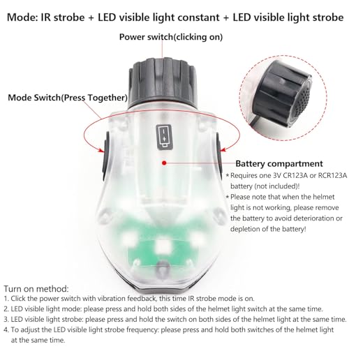 LThyzszb Tactical IR Strobe Helmet Light Military Identification Light with LED Visible Light Constant-on & Strobe Survival Signal Light (Tan-Red) - Image 2
