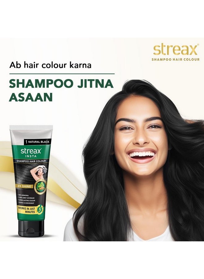 Easy Do-It-Yourself Hair Colour Shampoo, 200 Ml I Squeeze Pack With Natural Extracts I Long Lasting Formula I Colours In Minutes, Natural Black