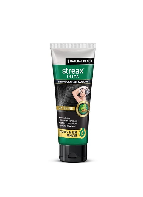 Easy Do-It-Yourself Hair Colour Shampoo, 200 Ml I Squeeze Pack With Natural Extracts I Long Lasting Formula I Colours In Minutes, Natural Black