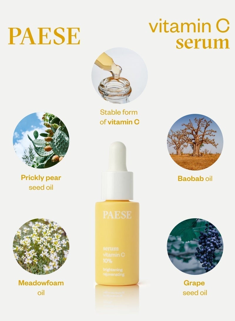 Paese Vitamin C 10% Brightening Face Serum, Anti-Aging & Radiant Skin Oil Serum with Deep Nourishing Formula for All Skin Types (15ml) - Image 2
