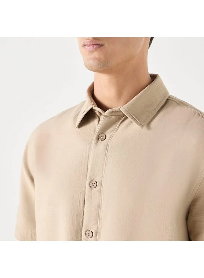 Iconic Iconic Textured Shirt with Short Sleeves