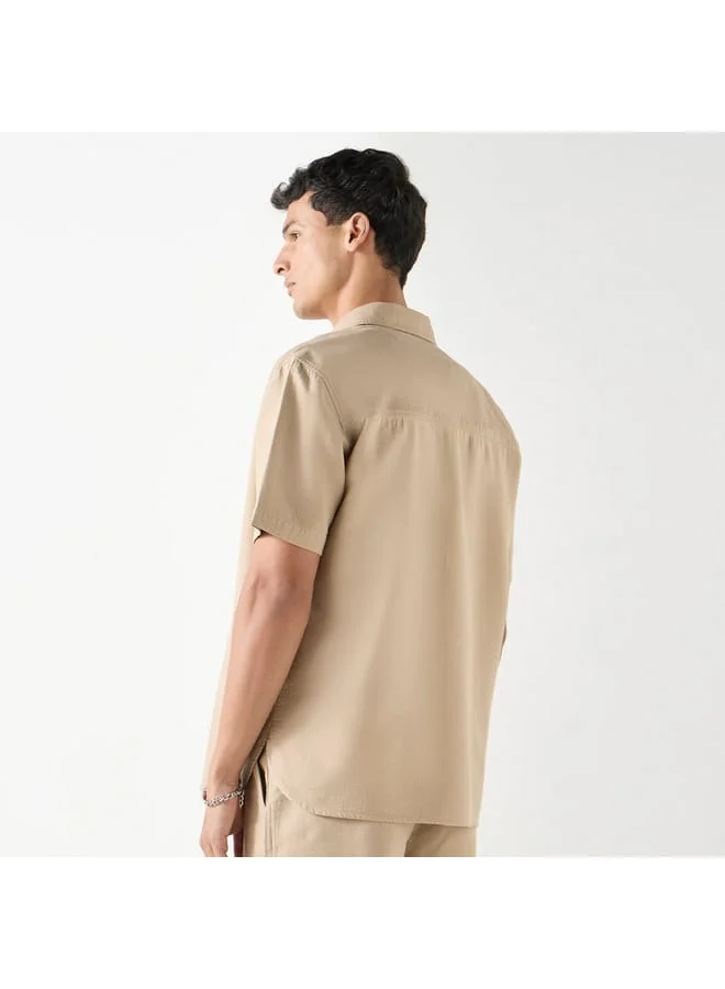 Iconic Iconic Textured Shirt with Short Sleeves