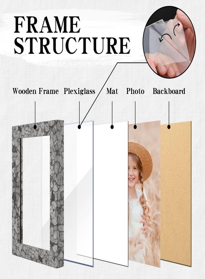 ORIVAN 8x10 Picture Frame Wood Display Picture 6x8 with Mat or 8x10 without Mat Stone Grey Photo Frame for Wall and Tabletop Decoration - Image 4