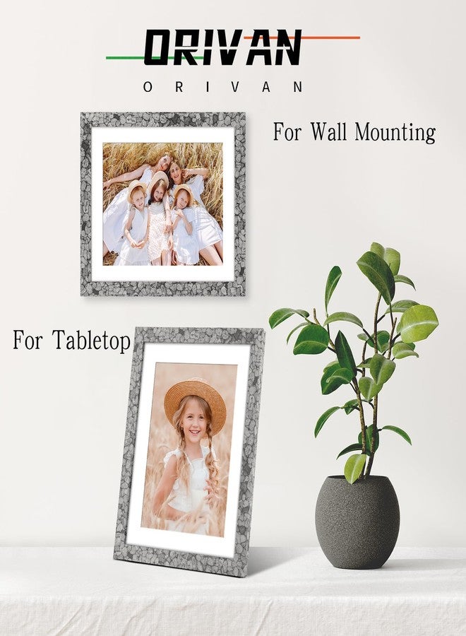ORIVAN 8x10 Picture Frame Wood Display Picture 6x8 with Mat or 8x10 without Mat Stone Grey Photo Frame for Wall and Tabletop Decoration - Image 3