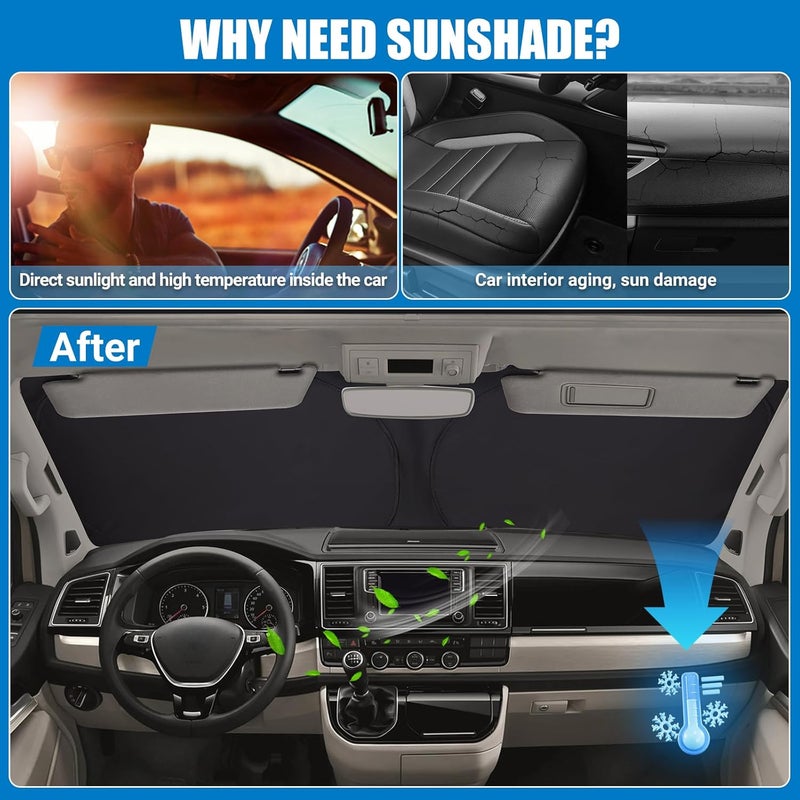 XCBYT Sun Protection Car Windscreen Cover for VW T5, Thickened UV and Heat Reflective Sunshade - Image 5