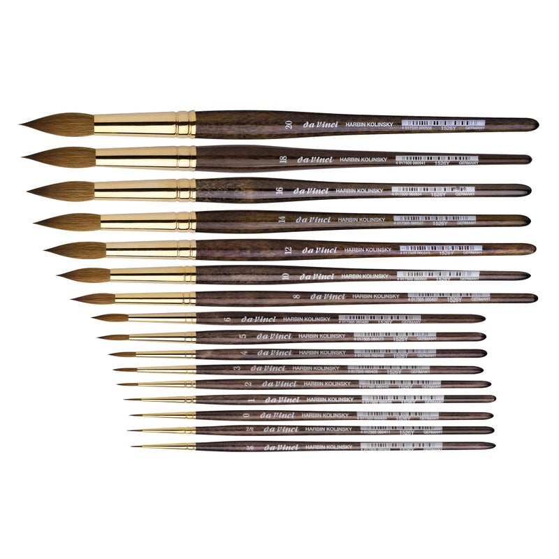 da Vinci Watercolor Series Paint Brush, Round Harbin Kolinsky Red Sable with Black Handle, Size 2/0 (1526Y-00)