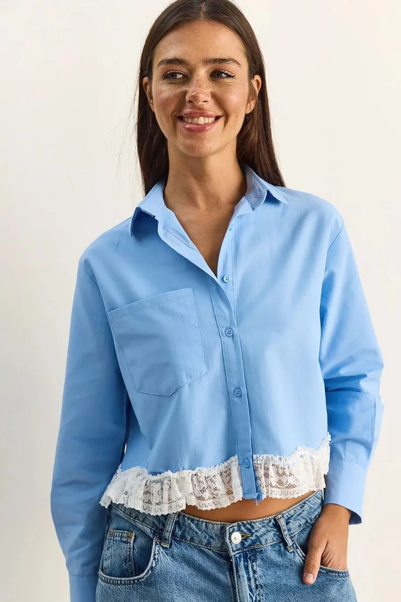 بيانكو لوتشي LUCCI Women’s Cropped Poplin Shirt