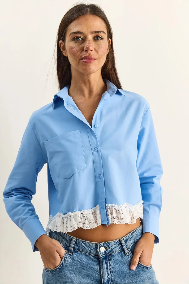 بيانكو لوتشي LUCCI Women’s Cropped Poplin Shirt