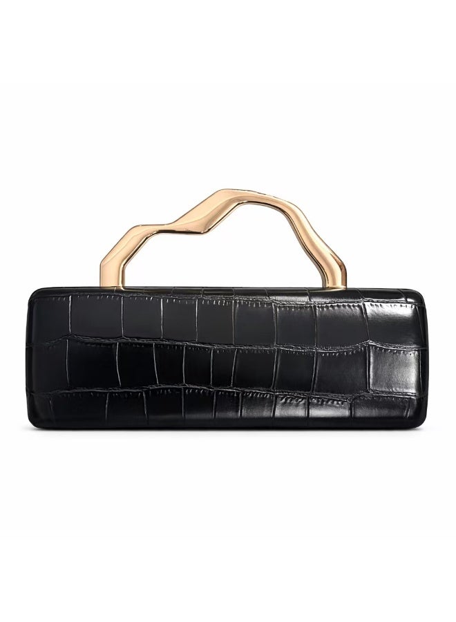 Flossie Black crossbody bag with gold PU accents, perfect for commuting, daily outings, and evening events - Image 2