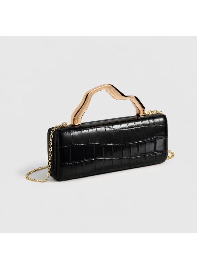 Flossie Black crossbody bag with gold PU accents, perfect for commuting, daily outings, and evening events - Image 5