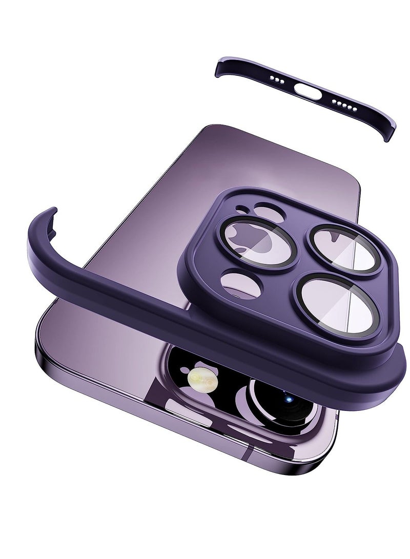 Captaintech Back Camera Lens Protector Silicone Case, Ultra-Thin Lightweight Bumper, Frameless Slim Cover, 10ft Military Drop Protection, for iPhone 14 Pro Max, Purple, 2 Pcs - Image 1