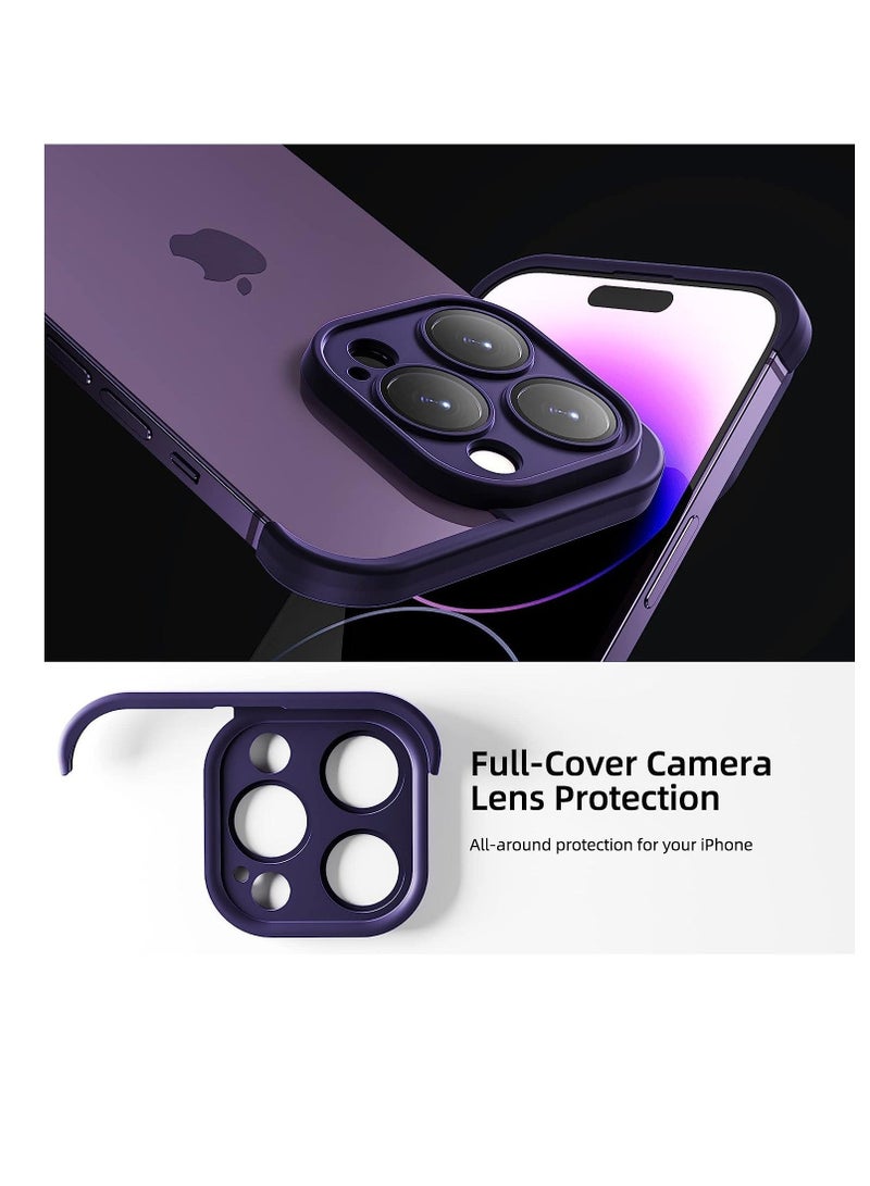 Captaintech Back Camera Lens Protector Silicone Case, Ultra-Thin Lightweight Bumper, Frameless Slim Cover, 10ft Military Drop Protection, for iPhone 14 Pro Max, Purple, 2 Pcs - Image 3