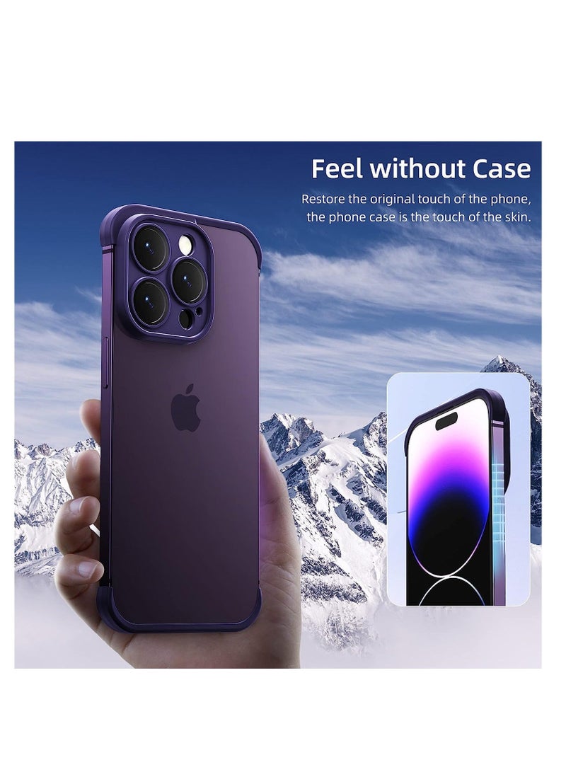 Captaintech Back Camera Lens Protector Silicone Case, Ultra-Thin Lightweight Bumper, Frameless Slim Cover, 10ft Military Drop Protection, for iPhone 14 Pro Max, Purple, 2 Pcs - Image 4