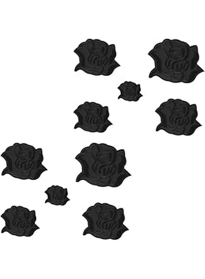 10pcs Black Flower Embroidered Iron On Patches For Jackets Jeans Backpacks DIY - Image 1