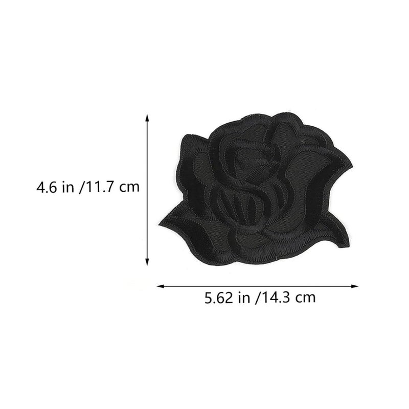 10pcs Black Flower Embroidered Iron On Patches For Jackets Jeans Backpacks DIY - Image 3