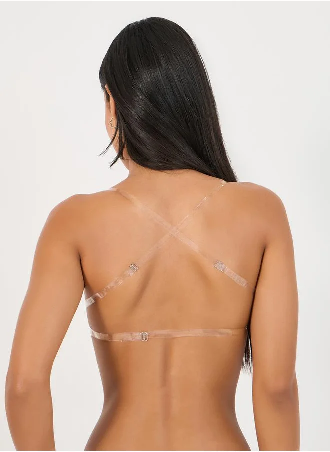 Styli Front Fastening Clear Strap Bra