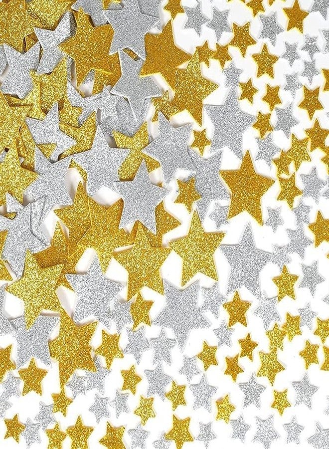 TrifleArte Star Cutouts | 100 Pieces Self Adhesive Stickers | Glitter Star Confetti | for Classroom, Wall Decor, Party Decoration and Scrapbooks | Silver and Gold - Image 1