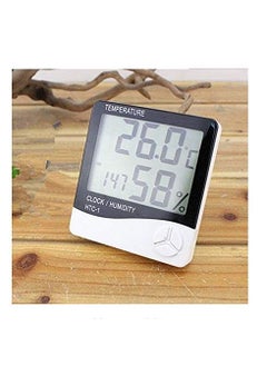 NAITIK CREATION Naitik Creation HTC1 plastic Temperature Humidity Time Display Meter with Alarm Clock Wall Mount or Table Top Multicolour  - Image 1