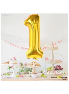 KATCHON Gold One Balloon for First Birthday - 40 Inch | Number 1 Balloon for 1st Birthday Decorations  - Image 4