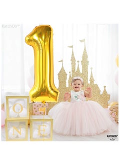 KATCHON Gold One Balloon for First Birthday - 40 Inch | Number 1 Balloon for 1st Birthday Decorations  - Image 5