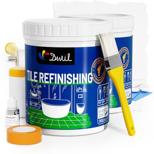DWIL Tub Paint, Tub and Tile Refinishing Kit with Tools, White Bathtub Paint Water Based &Low Odor, Easy to Use for Sink Bathroom Shower, Semi-Gloss White 2pack/100sq.ft - Image 1