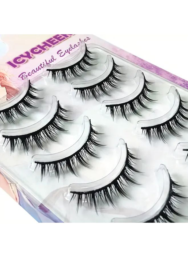 Hard Stem Short Little Devil False Eyelashes For Women Anime Cosplay Doll Style Thick C Curl 10 12mm Black White Striped Design Halloween Party Accessories - Image 5