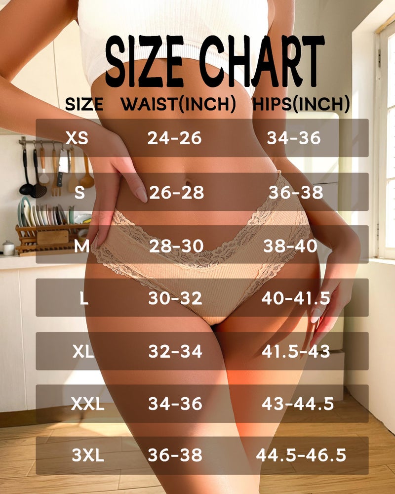 Sth Big Womens Cotton Underwear Sexy Lace Brazilian Panties Soft Breathable Cotton Cheeky Underwear for Ladies 6 Pack (6A, X-Large) - Image 5