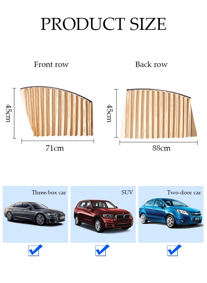 DUNISO 4 Pieces Car Side Window Sun shades，Universal Magnetic Car Curtains Suitable for Most Cars ，Blocks UV Rays，Reduce Damage from Direct Bright Sunlight（Golden) - Image 2