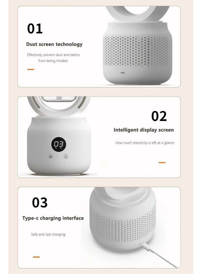 Captaintech Desk Fan Bladeless, Office Fan Small, Quiet, 3 Speed Adjustment, Touch Control, Easy to Clean, Desk Fans Small Quiet, Ideal for Office, Living Room, Bedroom - Image 5